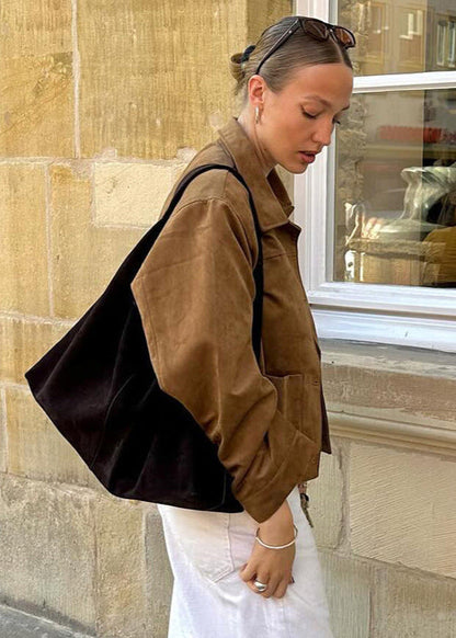 Luvik | Lyhyt Wildleder-nappi Takki