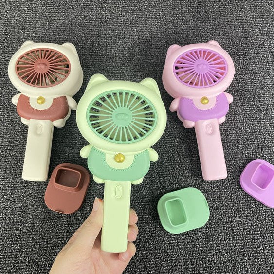 Unisex Bærbar Mini Håndvifte med søtt kattemotiv Luvikno
