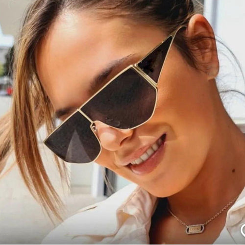 Dame trendy oversized solbriller med markant geometrisk design Luvikno