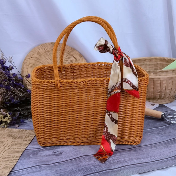 Dame tidløs Rattan handleveske Luvikno