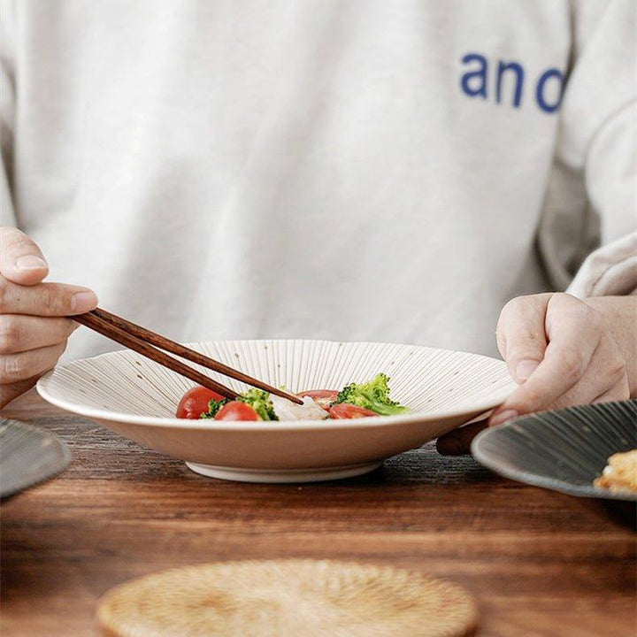 Håndlagde japanske Mino Ware keramiske rynkede tallerkener | Luvikno