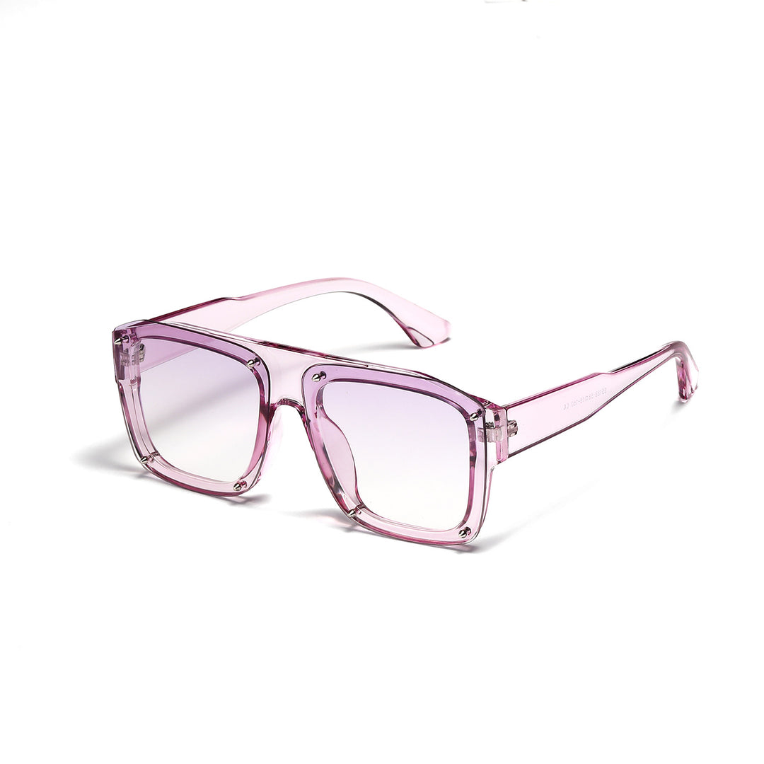 Dame Square-solbriller med modig transparent ramme Luvikno