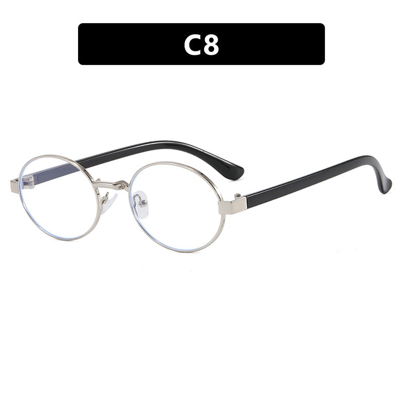 Dame rund brille med elegant metallramme og justerbare nesepads Luvikno