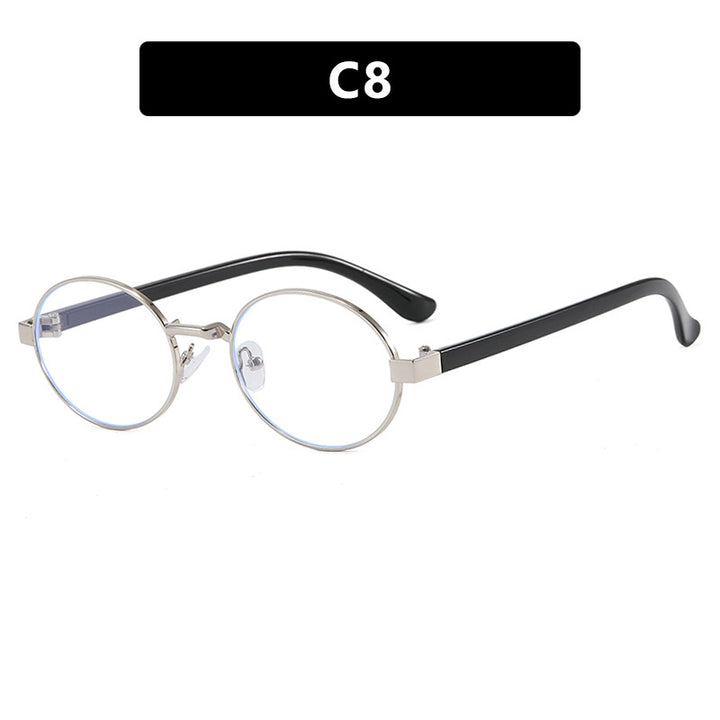 Dame rund brille med elegant metallramme og justerbare nesepads Luvikno