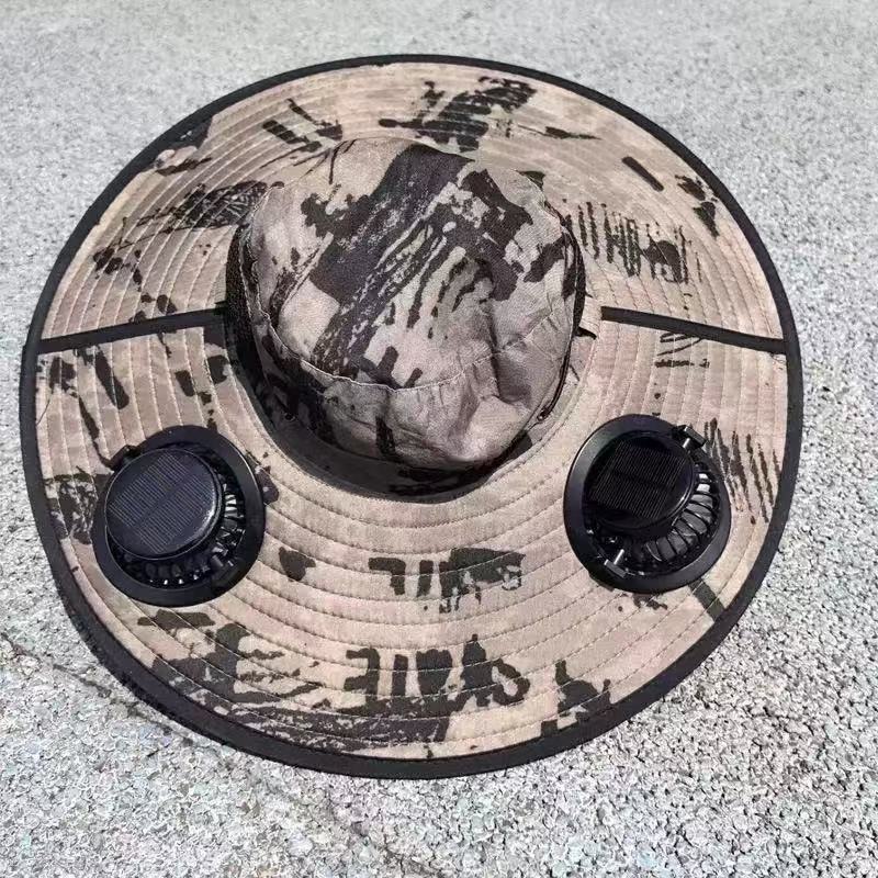 Ventilert utendørs fiskehatt med to oppladbare vifter, vanntett materiale og justerbar hakeledding Luvikno
