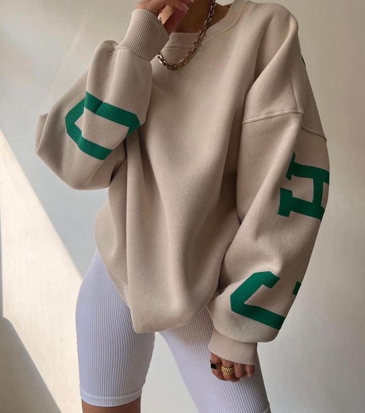 Dame avslappet oversized genser med kontrasterende ermer Luvik