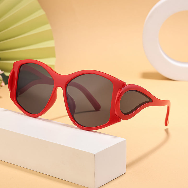 Dame moderne Cat-Eye solbriller med unikt ramme og UV-beskyttelse Luvikno