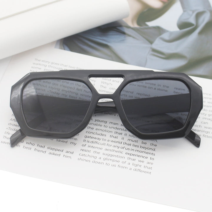 Dame fashionable sekskantet brille Luvikno