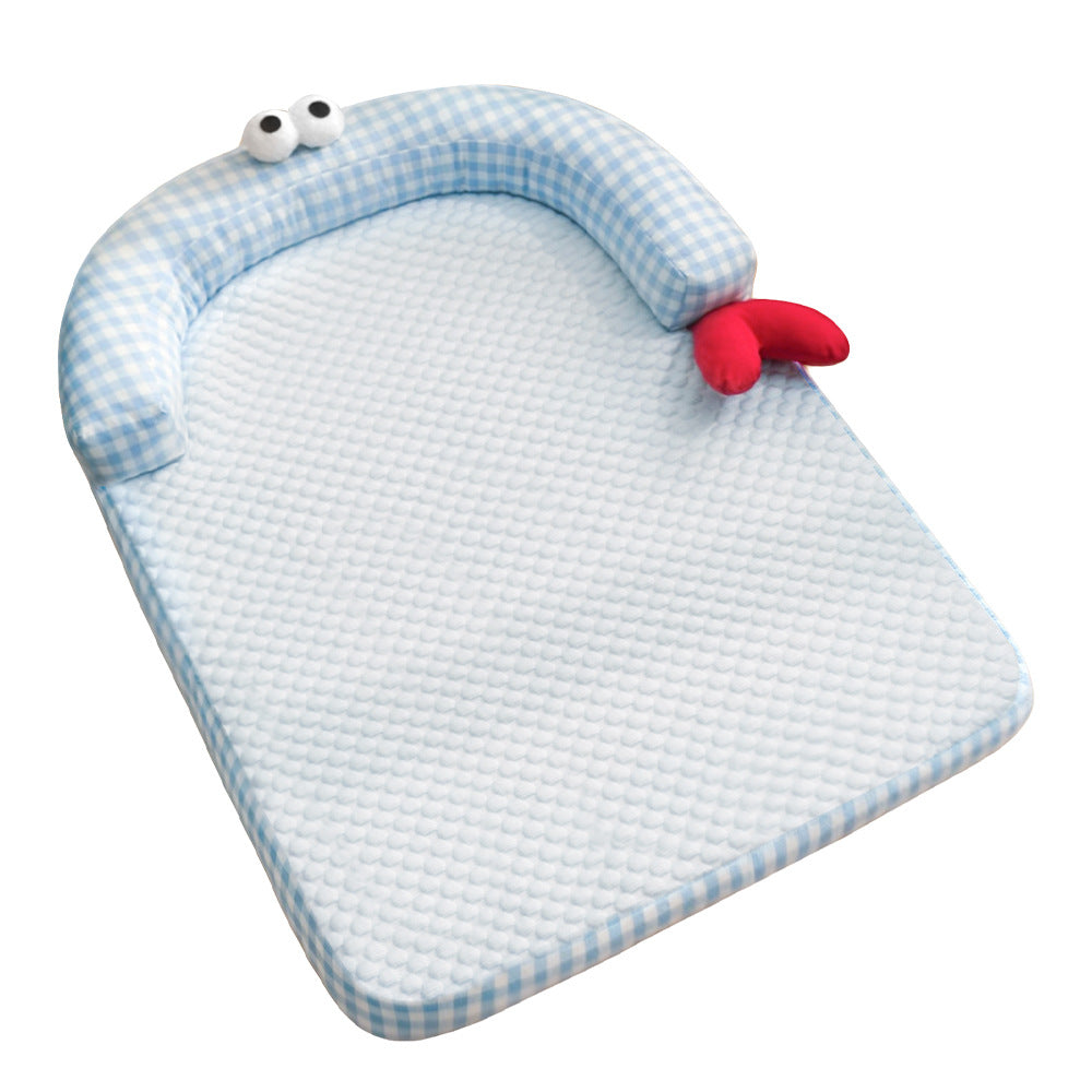 Unisex nan ergonomisk baby-liggmatte med polstret hodekant og vaskbart trekk Luvikno