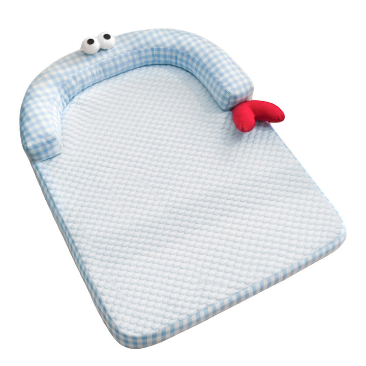Unisex nan ergonomisk baby-liggmatte med polstret hodekant og vaskbart trekk Luvikno