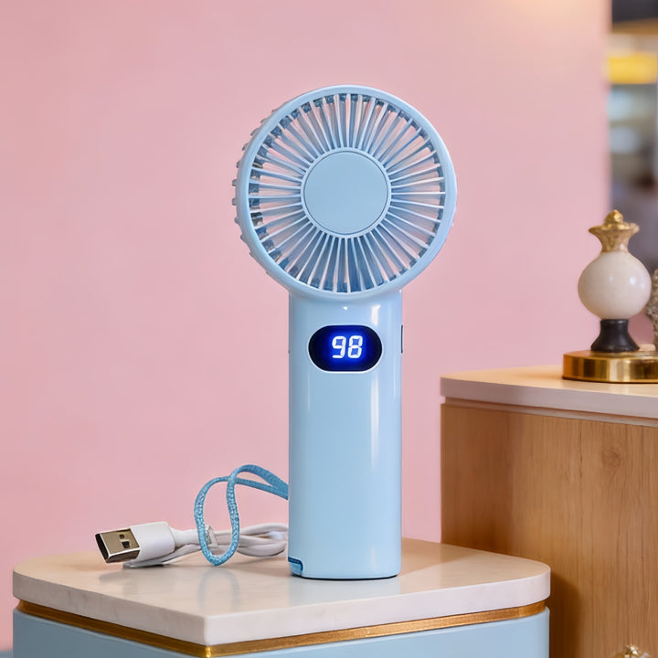 Damehåndvifte med digitalt temperaturdisplay Luvikno