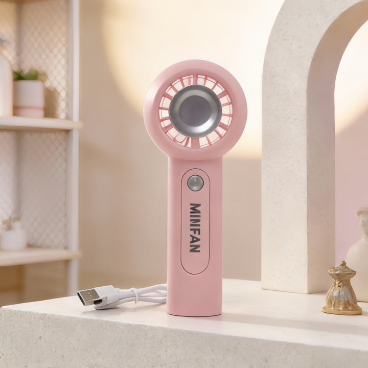 Dame Bærbar Mini-vifte med USB-ladefunksjon og ergonomisk håndtak Luvikno