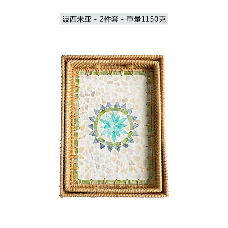 Dame rektangulær serveringsfat med håndlaget mosaikk Luvikno