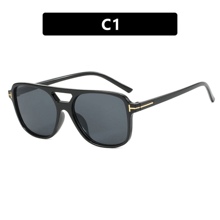 Damer trendy kvadratisk solbrille med detaljert ramme Luvikno