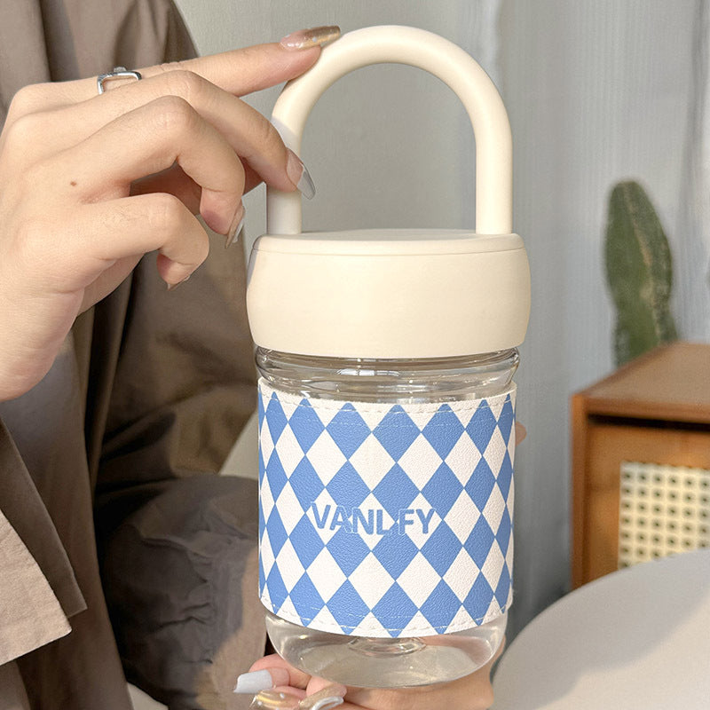 Damen Hochwertige Glas Trinkflasche mit ergonomisk håndtak Luvikno