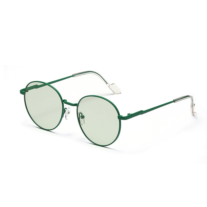 Dame rund solbrille med luksuriøs metallramme og UV-beskyttelse Luvikno