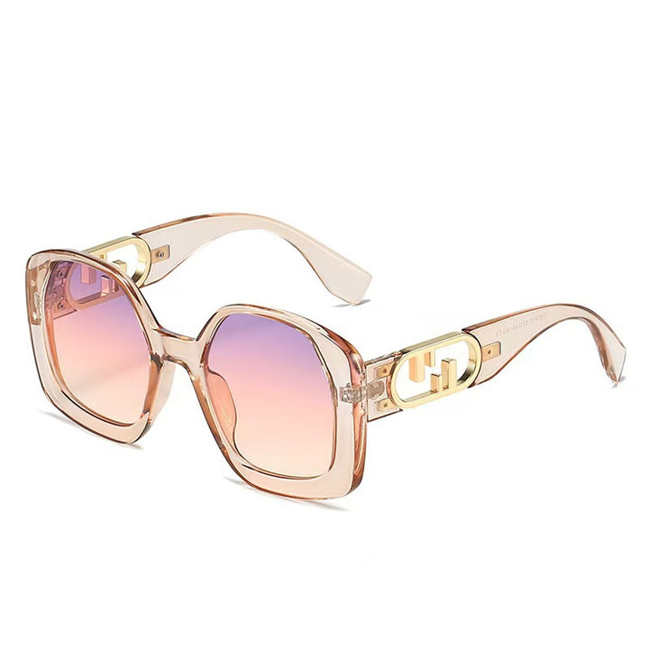 Dame oversized solbriller med ekstravagant geometrisk ramme og elegante detaljer Luvikno
