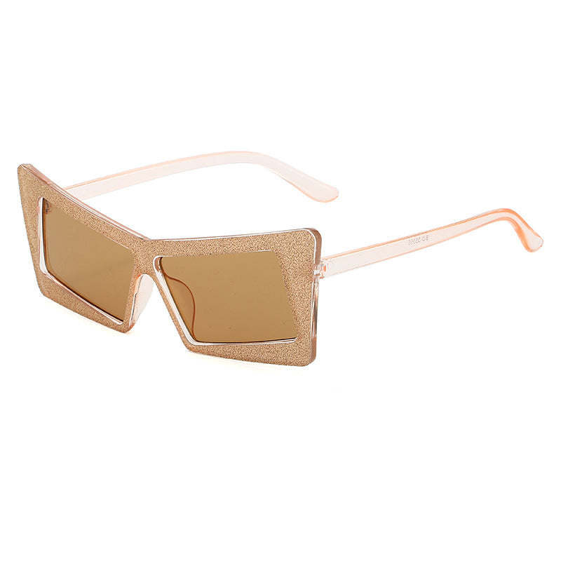 Dame geometrisk solbrille med glitrende elementer Luvikno