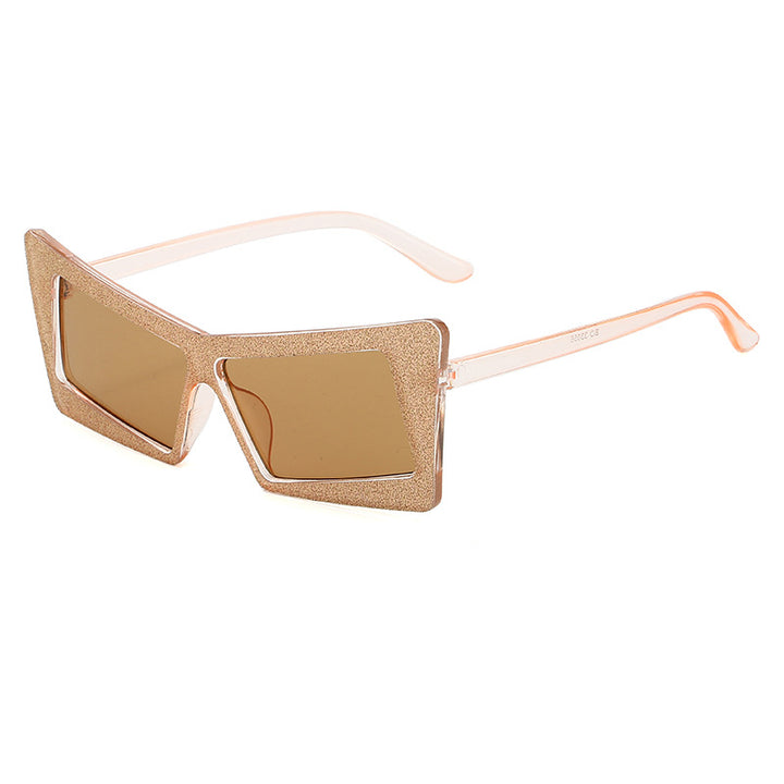 Dame geometrisk solbrille med glitrende elementer Luvikno
