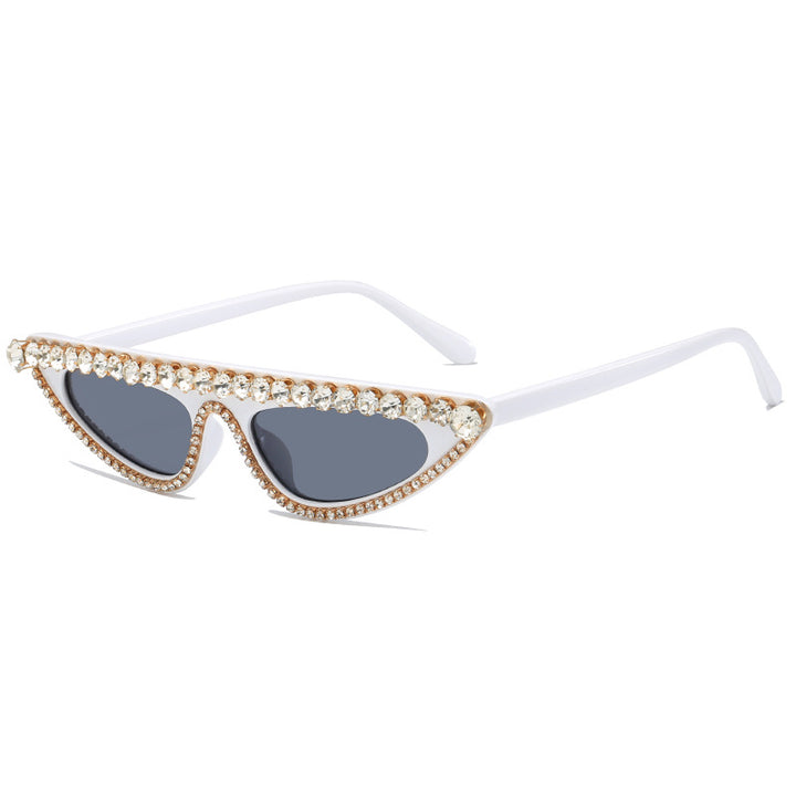 Dame Cat-Eye Solbriller med glitrende steindekor Luvikno