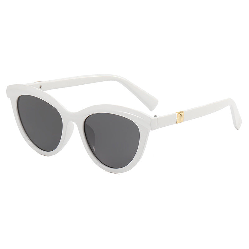 Dame elegant Cat-Eye solbriller med stilfull metallramme Luvikno