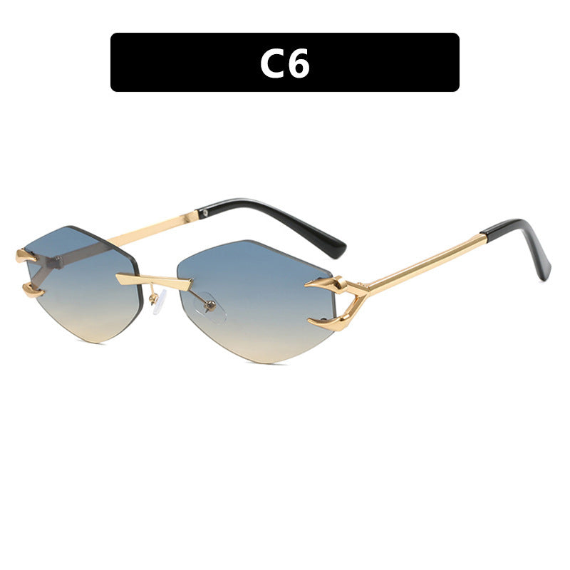 Damer geometrisk designer-solbrille med fremragende metallramme Luvikno