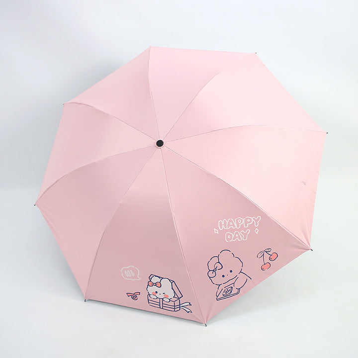 Damefoldingparaply med leken design og munter Luvikno motiv