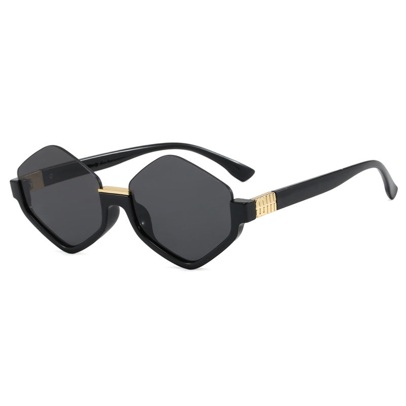 Dame moteriktig solbrille med trendy sekskantet ramme og beskyttende linser Luvikno