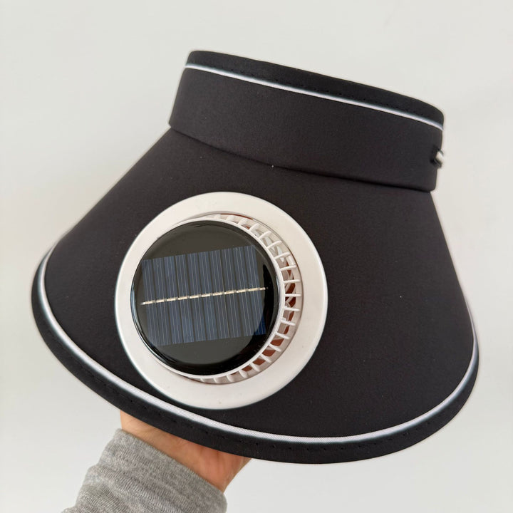 Lett sammenleggbar solskjerm med integrert solarmodul og stille vifte Luvikno