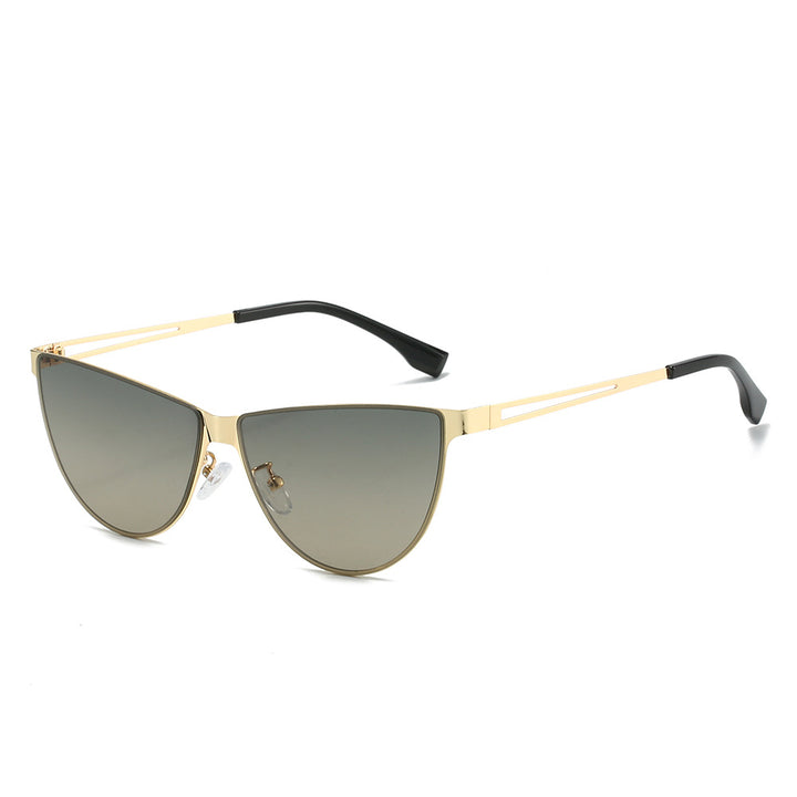 Damer Modische Cat-Eye solbriller med elegant metallramme Luvikno