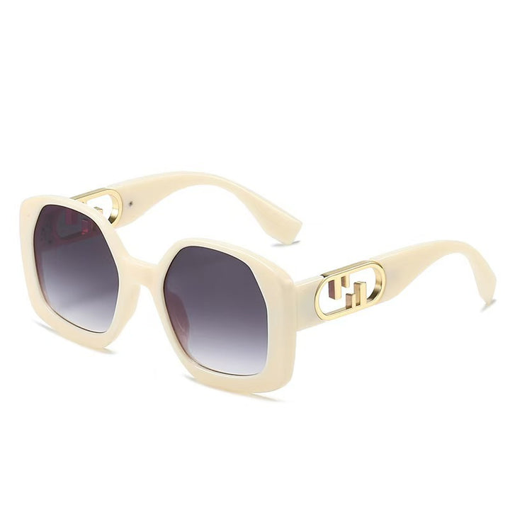 Dame oversized solbriller med ekstravagant geometrisk ramme og elegante detaljer Luvikno