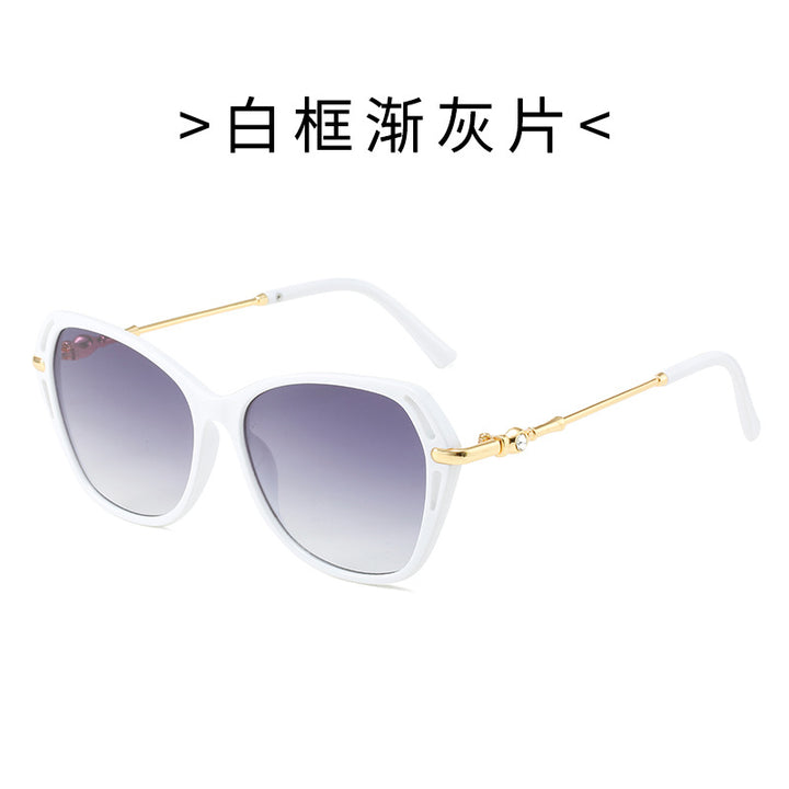 Dame moter Cat-Eye solbrille med elegant metallramme Luvikno