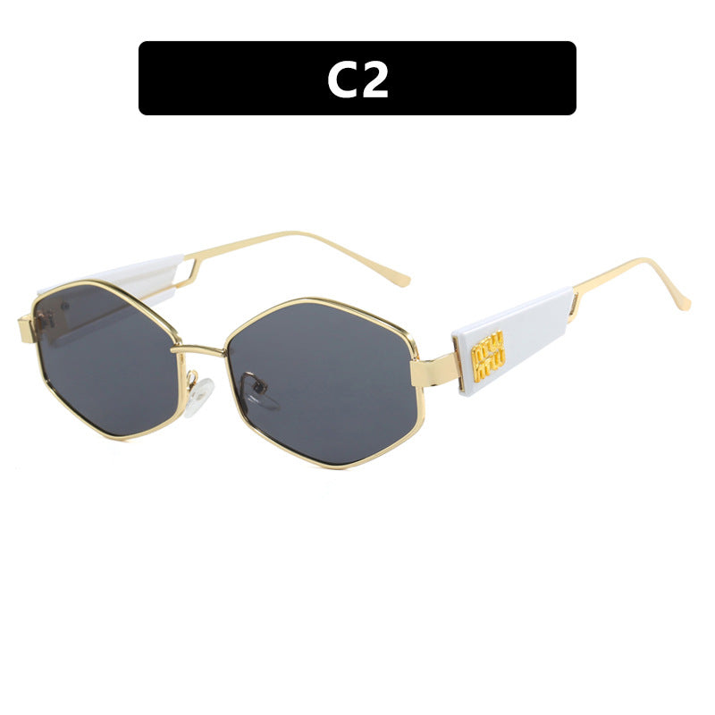 Dame geometrisk solbrille med moteriktig design og UV-beskyttelse Luvikno
