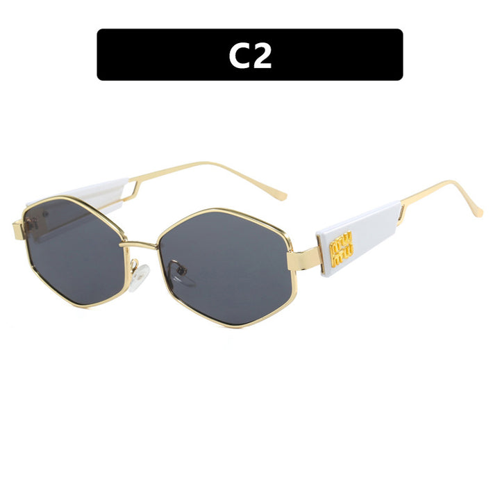 Dame geometrisk solbrille med moteriktig design og UV-beskyttelse Luvikno
