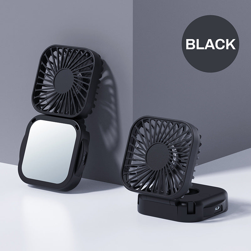 Kjøling bærbar oppladbar sammenleggbar mini vifte med speil og justerbar svingestativ Luvikno