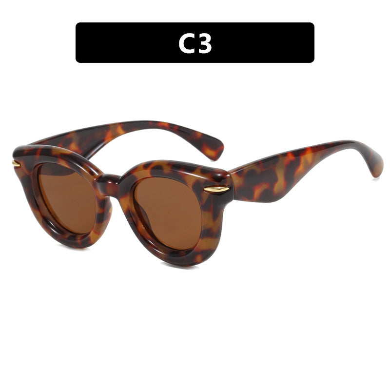 Dame Cat-Eye solbriller med ekstravagant ramme og beskyttende UV-beskyttelse Luvikno