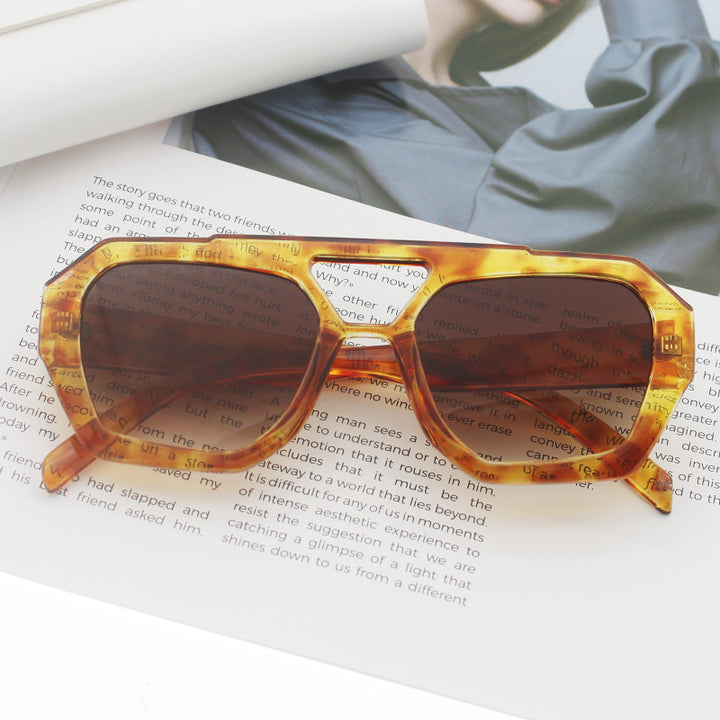 Dame fashionable sekskantet brille Luvikno