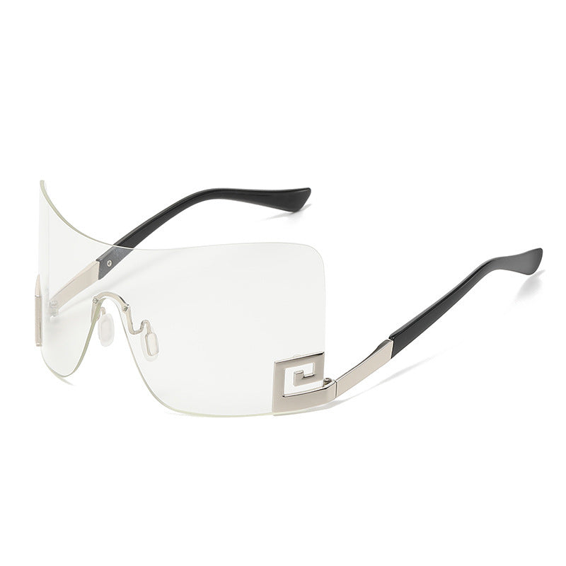 Dame Oversized Shield-solbrille med ekstravagant design Luvikno