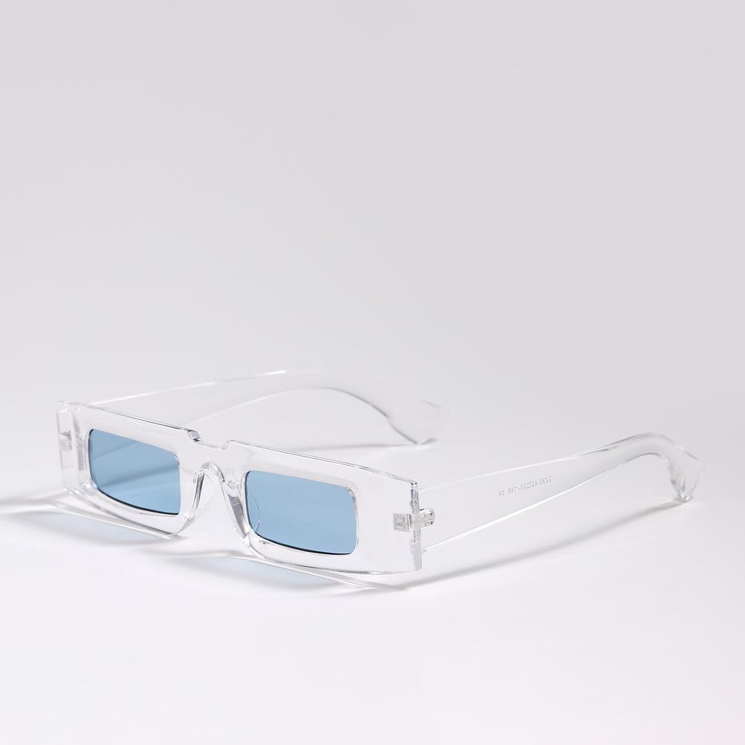 Dame moteriktig geometrisk solbrille med gjennomsiktig ramme og polariserte glass Luvikno