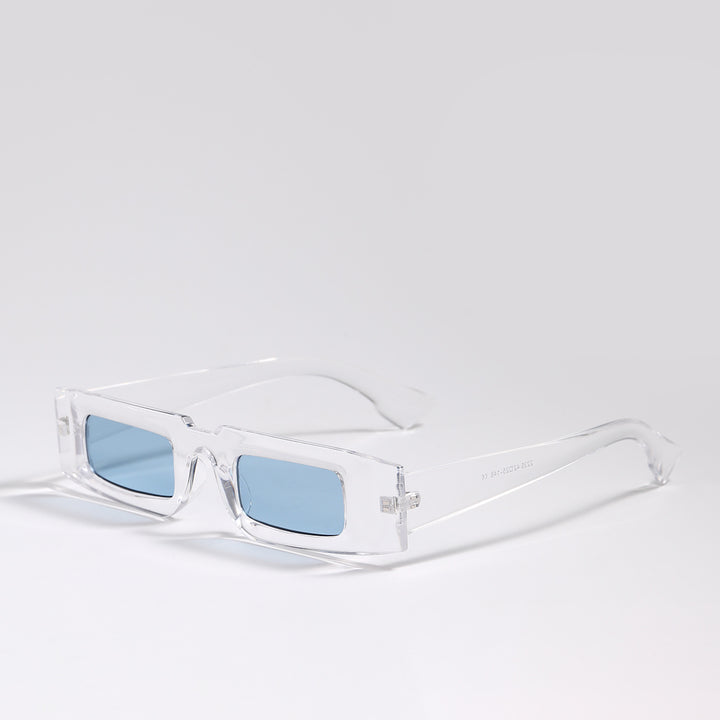 Dame moteriktig geometrisk solbrille med gjennomsiktig ramme og polariserte glass Luvikno