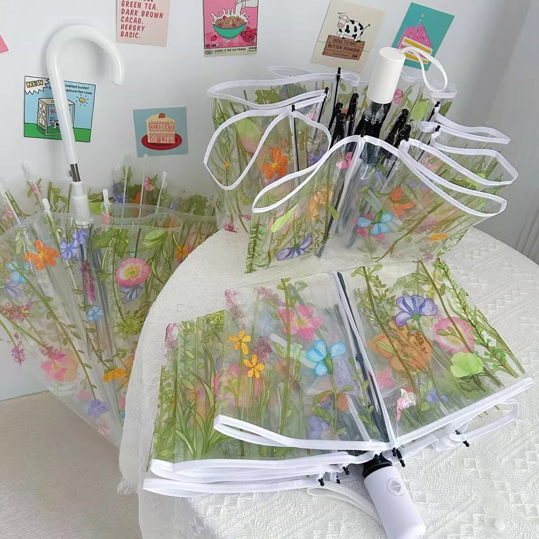 Dame Floral Motiv Regnparaply Luvikno
