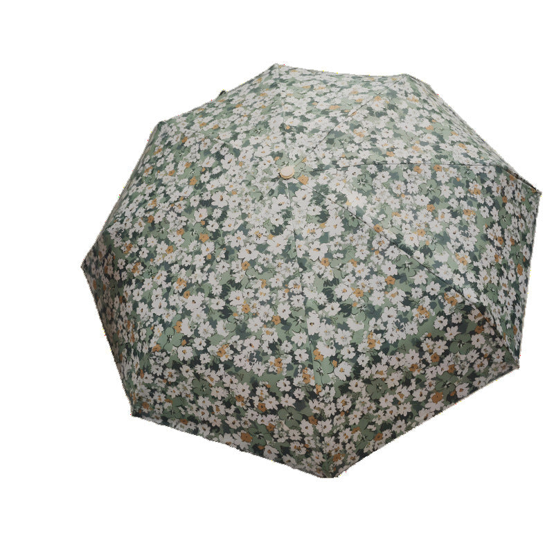 Damer Sammenleggbart paraply med elegant blomsterdesign Luvikno