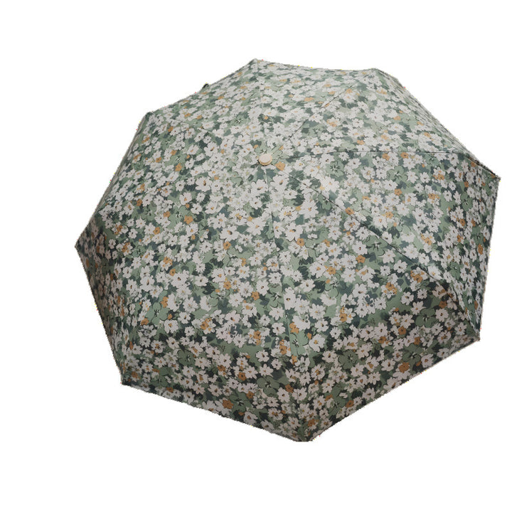 Damer Sammenleggbart paraply med elegant blomsterdesign Luvikno