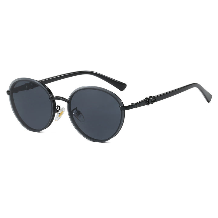 Dame elegant rund solbrille med speilende effekt Luvikno