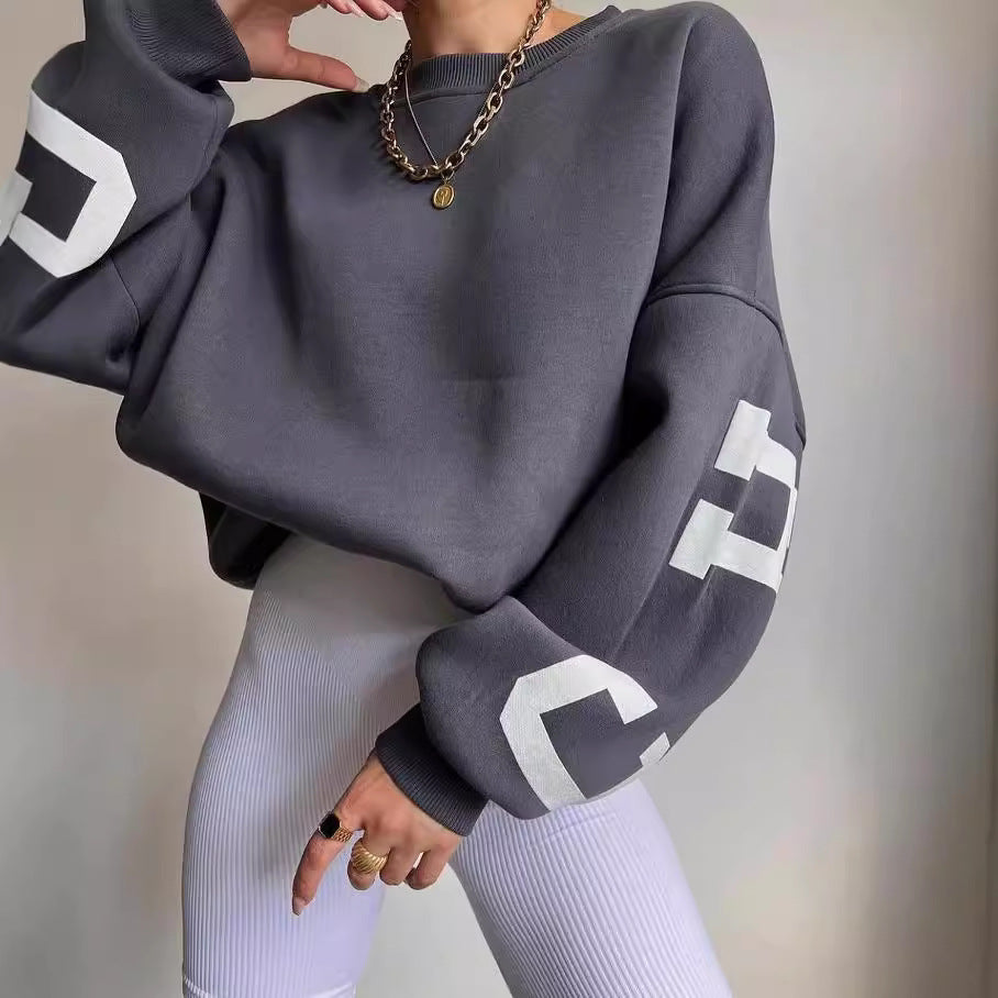 Dame avslappet oversized genser med kontrasterende ermer Luvik