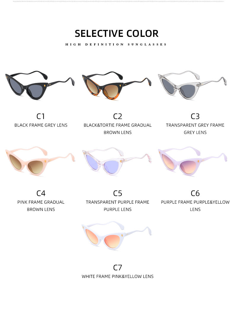 Dame Cat-Eye solbriller med speilte linser og elegant detalj Luvikno