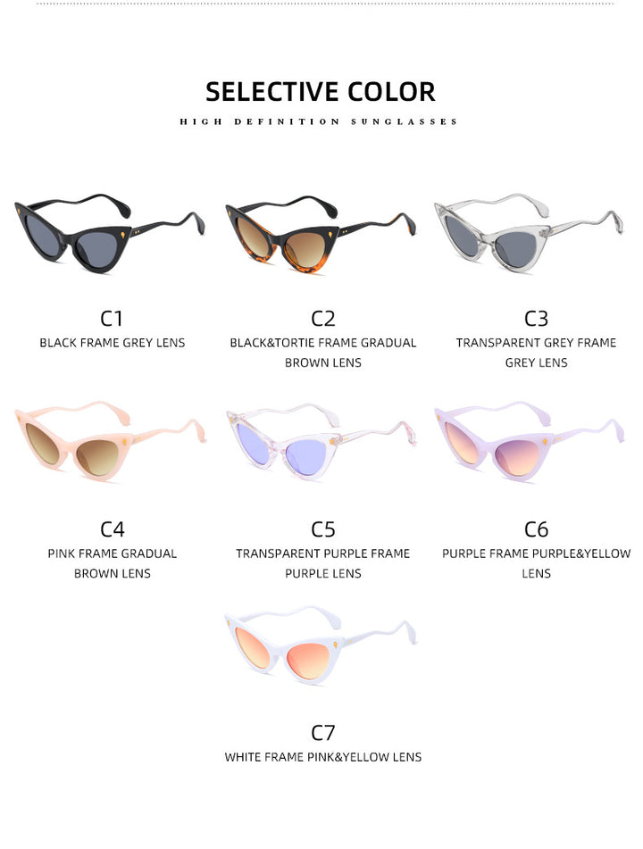 Dame Cat-Eye solbriller med speilte linser og elegant detalj Luvikno