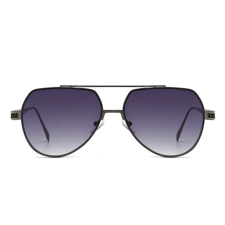 Dame Designer-solbrille i stilfull, bølget metallramme Luvikno
