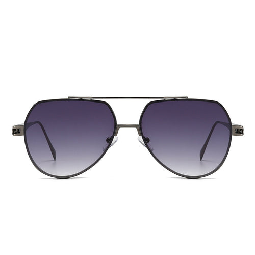 Dame Designer-solbrille i stilfull, bølget metallramme Luvikno