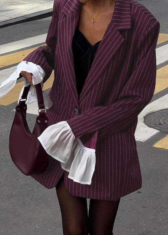 Luvik | Stripete blazer med uttal strikkegenser